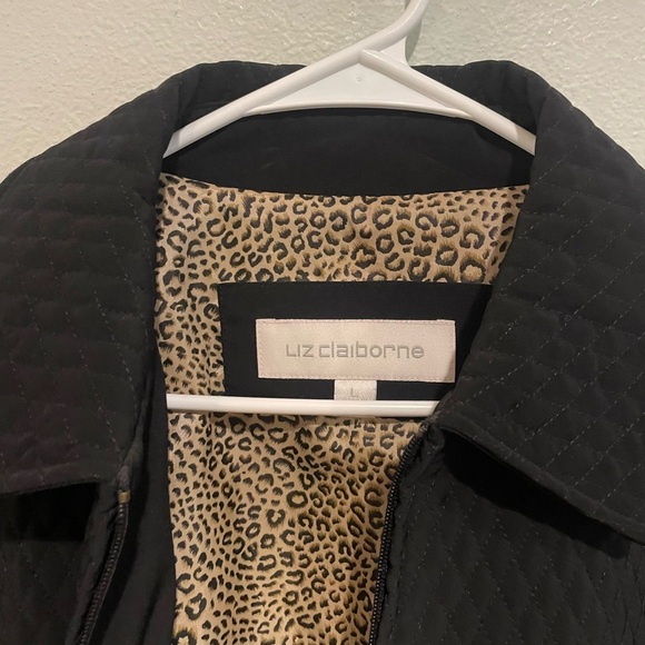 NWT Liz Claiborne Black Quilted Coat. Size Large - Picture 4 of 7